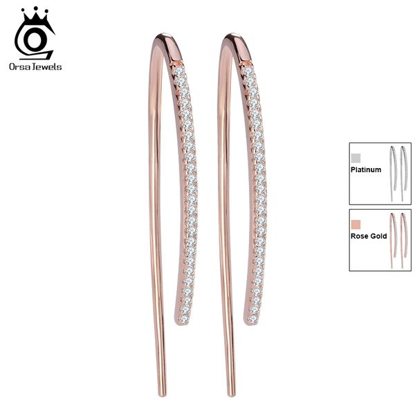 

orsa jewels 2020 new eco-friendly beautiful rose gold color earrings for women micro paved cz earring for girls and women oe121, Silver