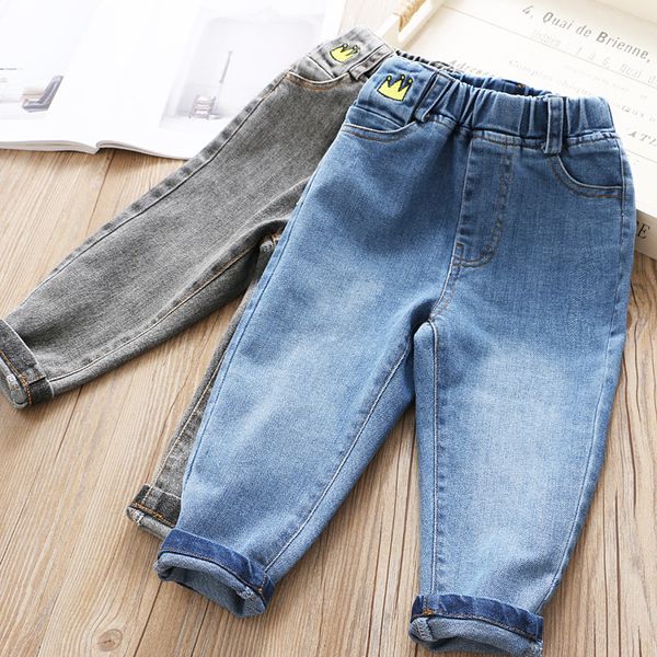 

2020 осень девушки джинсы детская корона вышитые denim тонкий брюки, Blue