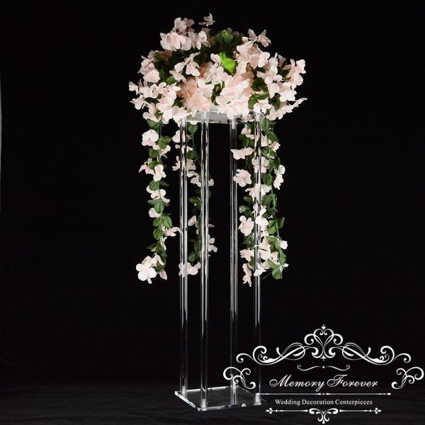 

latest wedding decoration table centerpiece acrylic clear flower stand tall pillar geometric columns