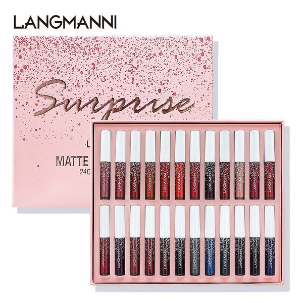

langmanni 24pcs/set waterproof lipstick vampire lip stick matte velvet lipsticks lips makeup cosmetics labiales matte
