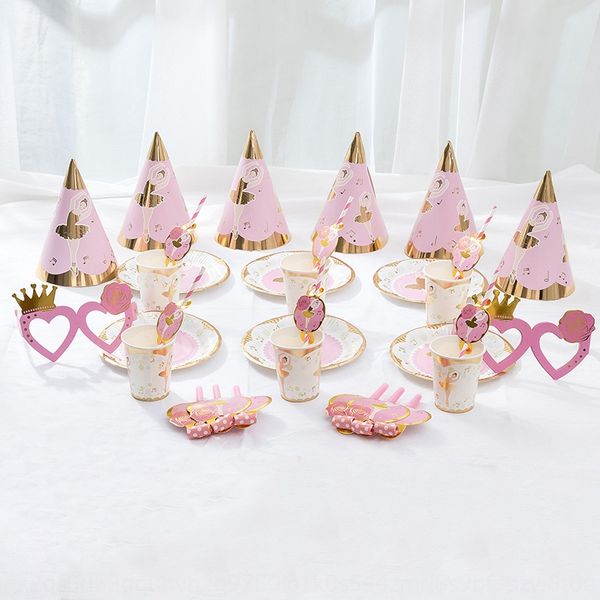 

gilding dancing girl theme tableware children's set party supplies creative venue suits for boys and girls and girlstableware children