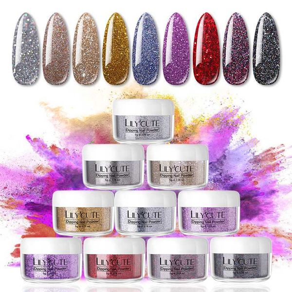 

lilycute dipping nail glitter powder kits gradient french nail powder colorful natural dry pigment art design nails, Red;pink