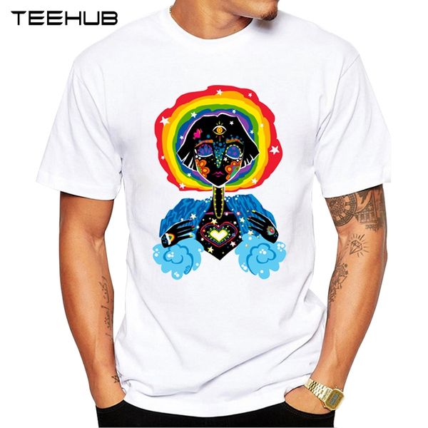 

teehub rainbow halo men t-shirt hipster design short sleeve geek style men's tee shirts