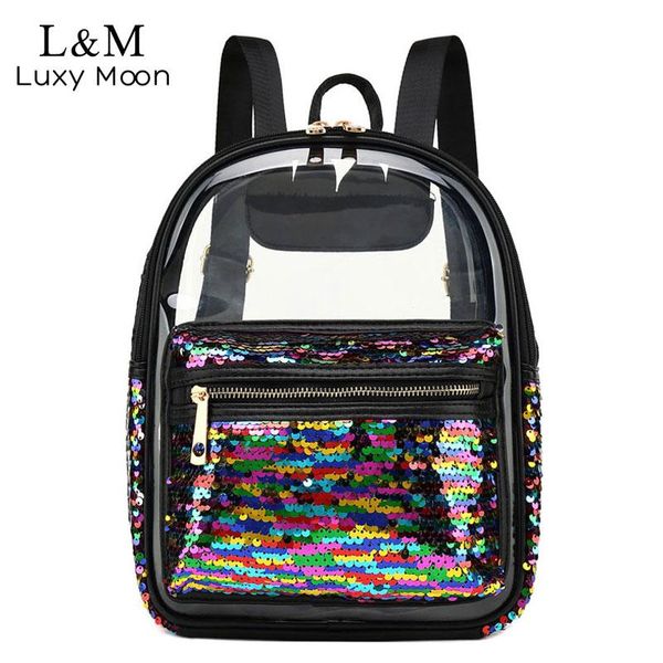 

lady bookbags sequins backpack beach women xa451h bag leisure small laser summer transparent pvc backpacks fashion bling clear nbmgy