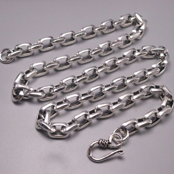 

s925 sterling silver necklace women men luck square bead chain necklace 8mmw 22inch 67-68g