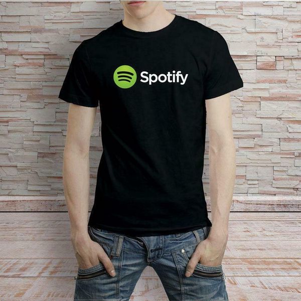 

музыка spotify потокового радио мобильного логотип вентилятор футболка тройник сша размер em1 хлопок урожай o шеи майка
