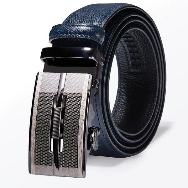 

hi-tie brand men's belt for men luxury leather automatic buckle blue belt for mens casual business fashion jeans strap, Black;brown