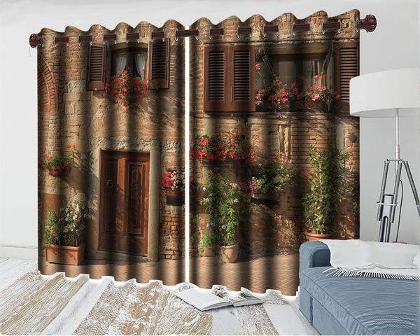

3d modern curtain window 3d beautiful bedroom curtain european floral brick wall romantic landscape 3d mural curtain