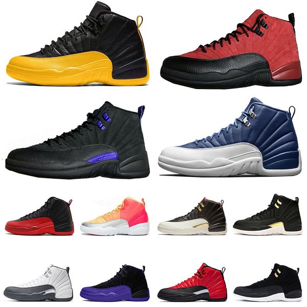 

jumpman 12 stone blue dark concord reverse flu game satin jordan retro mens basketball shoes 12s ovo white trainers sneakers eur 47