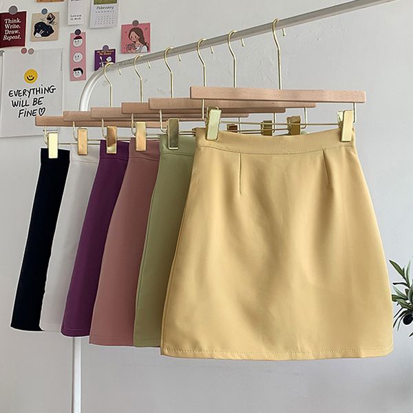 

skirts streetwear high waist mini women a-line pencil mujer elegant solid bodycon jupe femme, Black