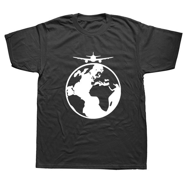 

funny airplane earth pilot travel graphic t-shirt mens summer style fashion short sleeves oversized streetwear t shirts
