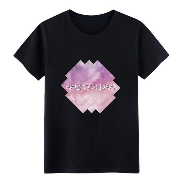 

men's amsterdam t shirt knitted short sleeve round neck graphic casual summer style natural shirt