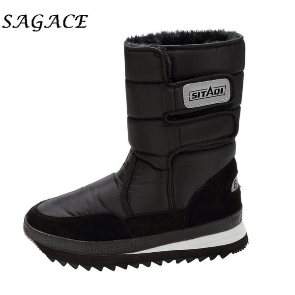 

sagace shoes women cotton snow boots non-slip boots plus size winter warm mid-calf platform shoes men plush high, Black