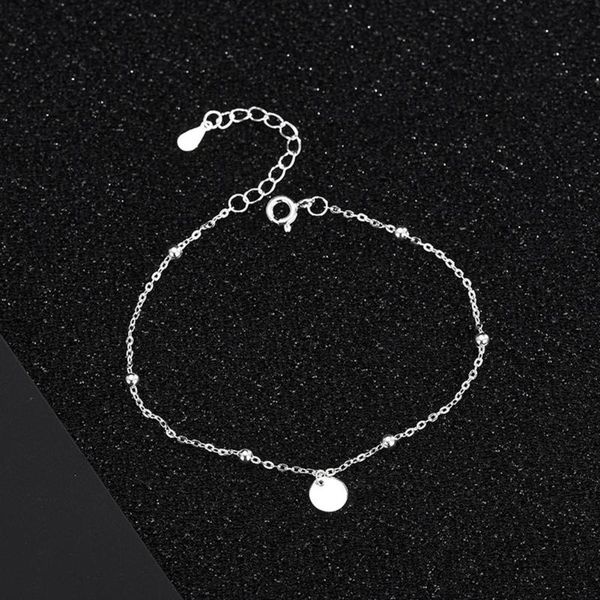 

link, chain women round charm silver plated adjustable bracelet bangle jewelry gift for wo, Black
