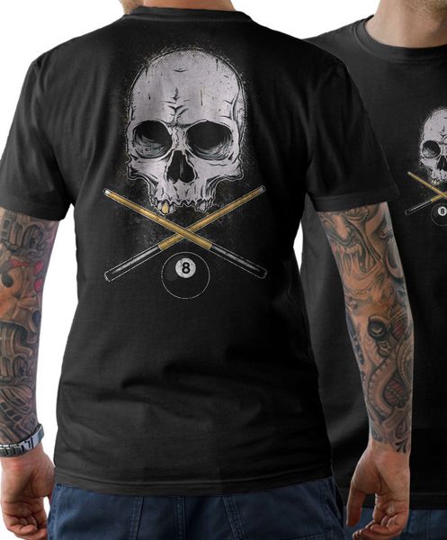 

2019 fashion billard skull t-shirt queue billardkugeln club oldschool schwarz tee shirt
