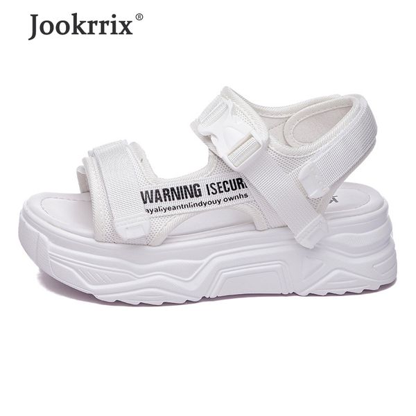 

jookrrix 2020 лета женщин женский мода увеличение клинья толстой подошве обувь женщины brand mesh удобные сандалии zs2436, Black