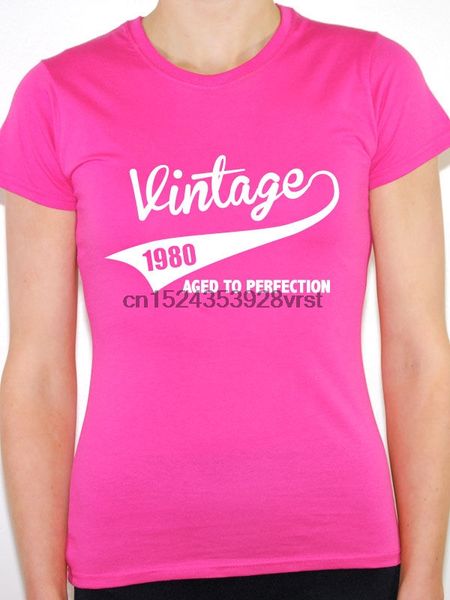 

vintage 1980 aged to perfection -birth year birthday gift themed women t-shirt summer casual man good quality ing