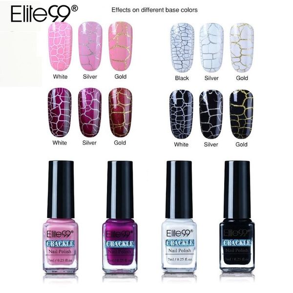 

nail gel elite99 7ml 4pcs crackle polish curing uv led lamp need color base cracking lacquer primer beauty art tools, Red;pink