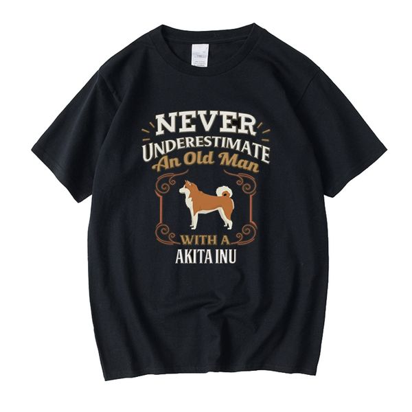 

never under estimate an old man with a akita inu t-shirt male o-neck short sleeved japan dog lover casual tshirt cotton tee top