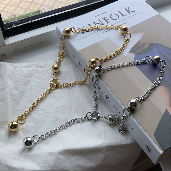 

chokers european and american ins retro cool style personality ball necklace fashion hip hop clavicle, Golden;silver