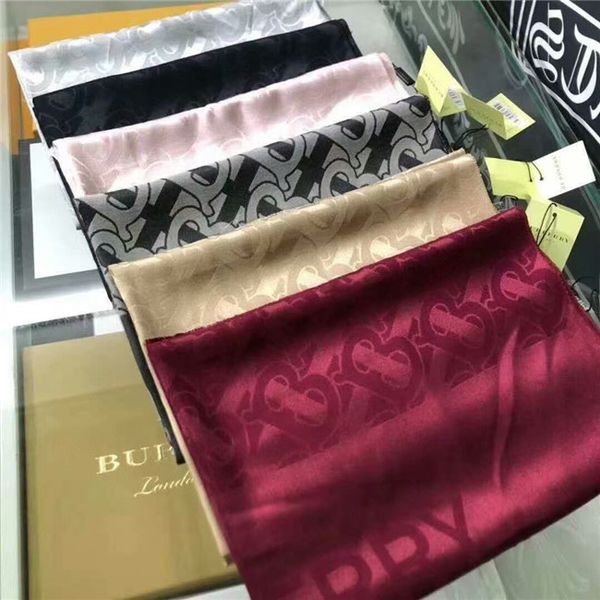 

high-end luxury silk scarves in 2020 fashion trends, 6 colors, double-sided.fashionable female silk scarf temperament is elegant, Blue;gray