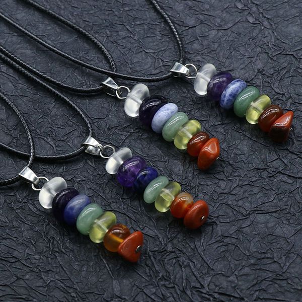 

7chakras irregular natural stone pendant necklace women men reiki healing energy crystal meditation necklace jewelry dopshipping, Silver