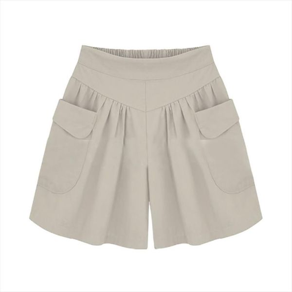 

summer plus size short women xl 4xl 5xl wide leg female shorts casual loose ladies khaki high waist thin pantalones cortos, White;black