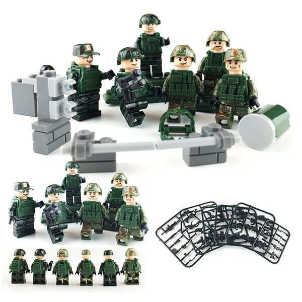 

6 pcs lot sharp attack special force military action figure with weapon building blocks brick toy for boy