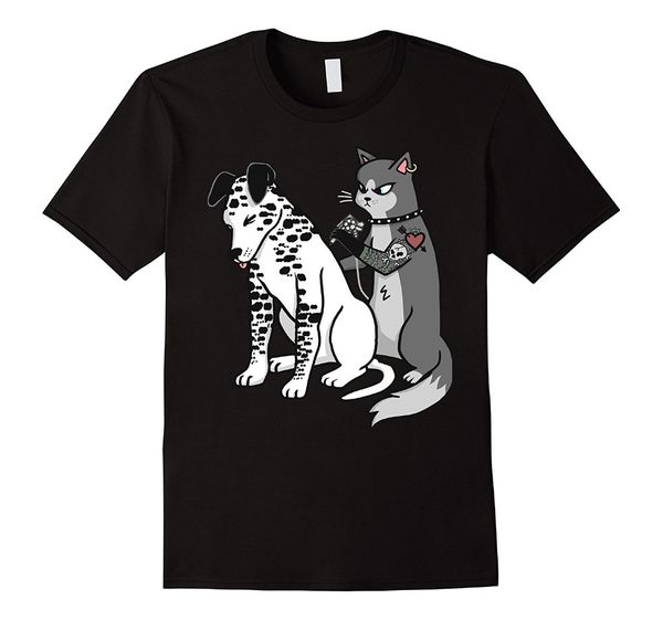 

2019 new men t-shirt loose clothes tattoo cat inked dalmatian cartoon funny graphic t-shirt graphic tee shirt