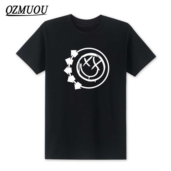 

новый 2020 мода blink 182 smiley face punk rock рулон тенниски поп-музыка футболки man o-образным вырезом хлопок повседневный top тис размер