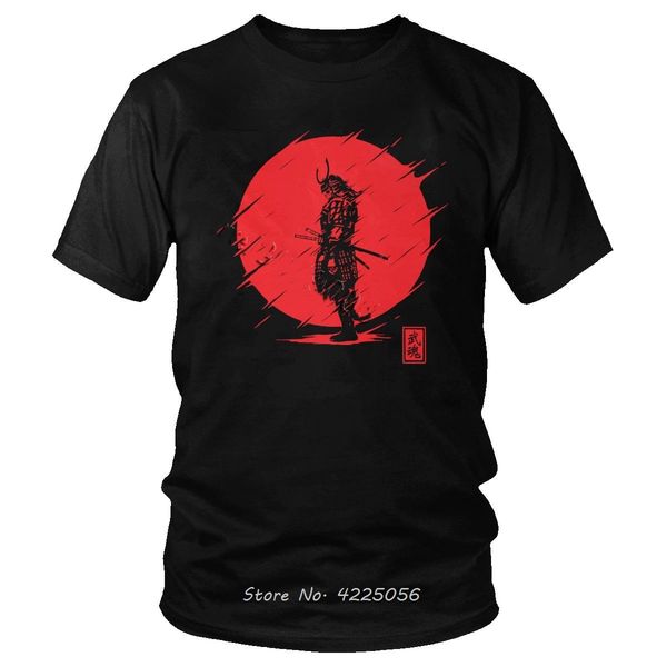 

cool samurai spirit t shirt men brand short sleeve cotton tee red sun japanese armor warrior t-shirt tees classic tshirt
