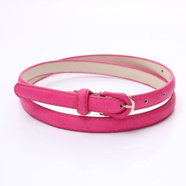 

2020 candy color shiny pu leather waist belt for women black red pink narrow thin belts waistband pin buckle straps for dress, Black;brown