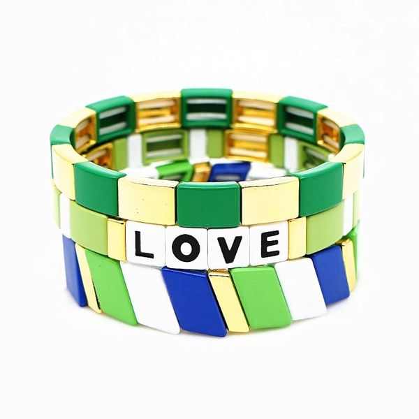 

shinus love letter bracelet men pulseras mujer 2020 women enamel tile bracelets armband stackable summer jewelry gifts, Golden;silver