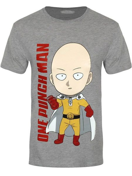 

один удар man футболка крошка сайтама men's heather gray custom напечатаны tee shirt