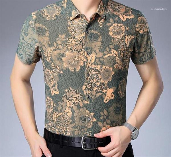 

sleeve skinny teenager fashion male clothing floral print turn down collar mens casual shirts short, White;black