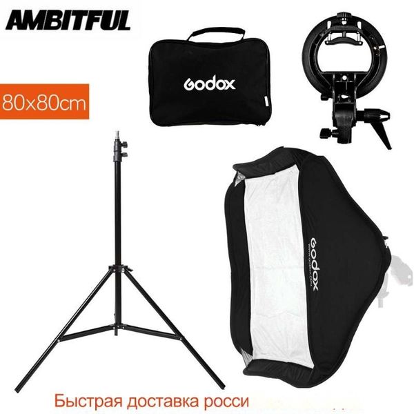 

godox 80 x 80cm 31 x 31in flash speedlite softbox with s type bracket bowens mount kit 2m light stand for camera pgraphy