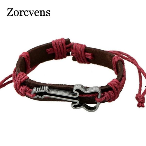 

charm bracelets modyle fashion jewelry men bracelet guitar pu leather casual vintage rock punk, Golden;silver