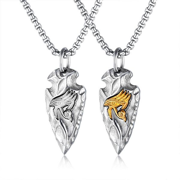 

necklaces mens eye of horus pendant necklace jewelry on the neck stainless steel fashion wedjat eye necklaces god of vengeance, Silver