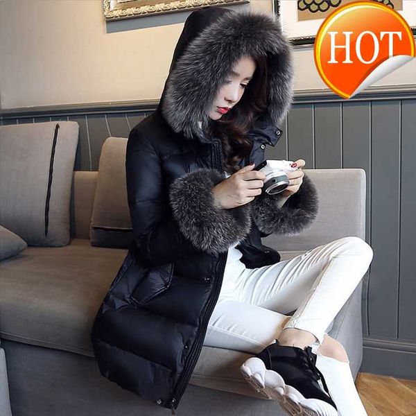

jacket women's down winter jacket women clothes 2020 real fur collar long coat female parka plus size chaqueta mujer my3235, Black