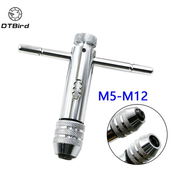 

adjustable 3-8mm t-handle ratchet tap wrench m3-m8 m5-m12 machine screw thread metric plug tap machinist tool for & die set
