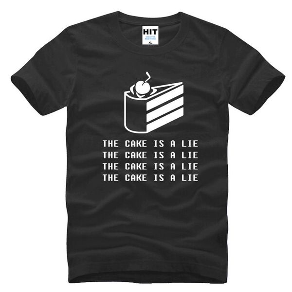 

summer fashion portal 2 t shirt men game men's short sleeve the cake is a lie t-shirt men black tshirt summer cotton teeshirt