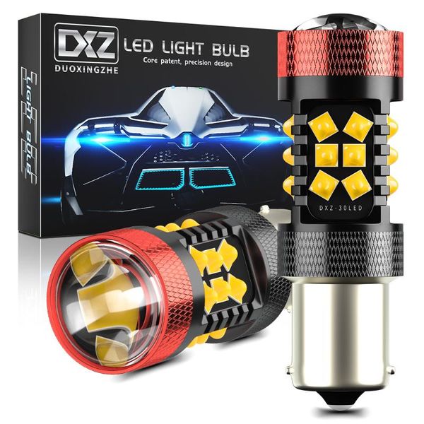 

dxz 2pcs canbus 1156 s25 ba15s p21w led 1200lm 30-smd 12v car led turn signal reverse brake light bulb bau15s py21w lens