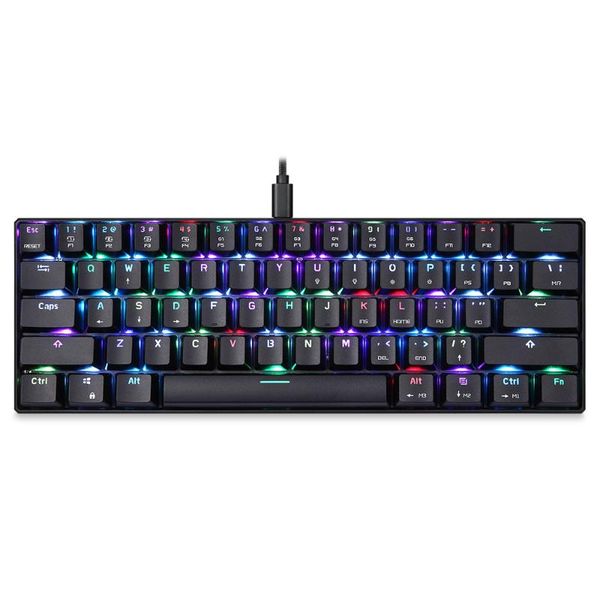 

keyboards motospeed 61 mechanical keyboard rgb backlight 61-key blue/black switches gaming keypad 2ms response speed all anti-ghost keys