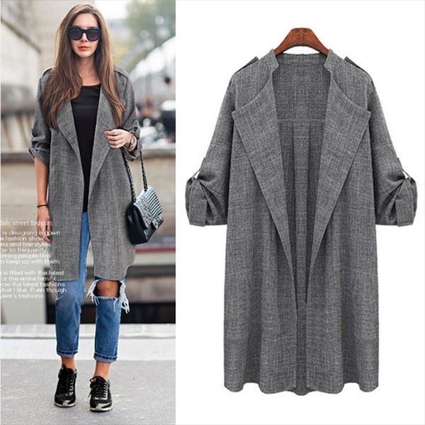 

fashion new autumn spring women jackets open front coat long cloak jackets overcoat waterfall cardigan female blusas, Black;brown