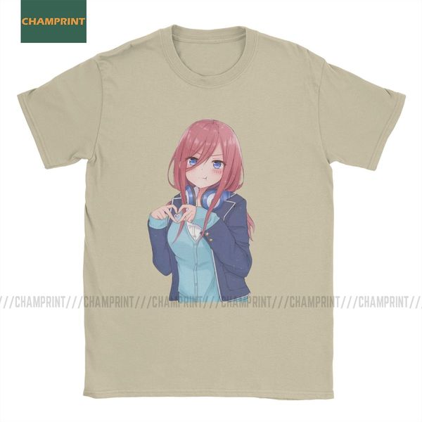 

funny miku the quintessential quintuplets t-shirts for men cotton t shirt nakano ichika hanayome manga anime short sleeve tee