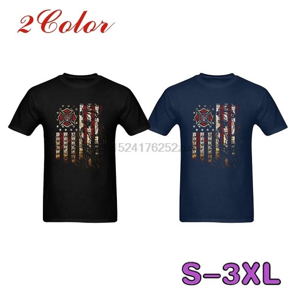 

черные чернила для мужчин пожарный - американский флаг футболка (2