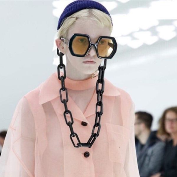 

chic vintage punk chain female women new fashion oversized hexagon sun sunglasses eyewear shades s309 men polygon glasses bsasm, Slivery;brown