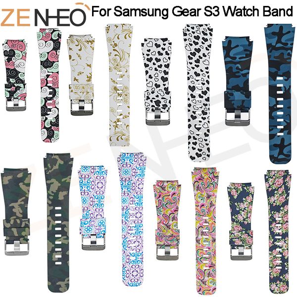 

watch bands watchbands for samsung gear s3 frontier bracelet printing 22mm sports silicone wristband replacement strap watches band, Black;brown