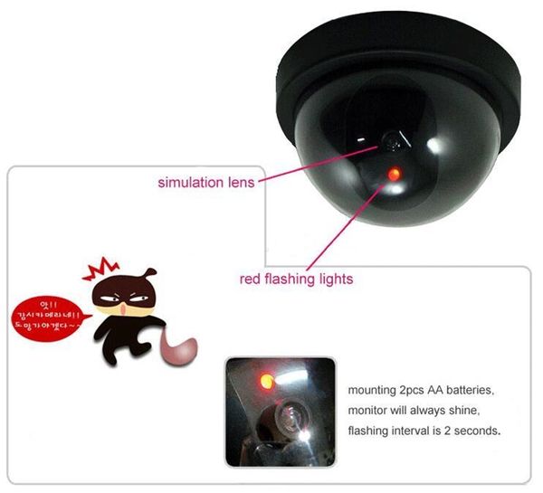 Wireless Home Security Dummy Surveillance Dome-Kamerasimulation, Überwachungshalbkugel mit Ir-Licht-Fake-Kameras UPS DHL