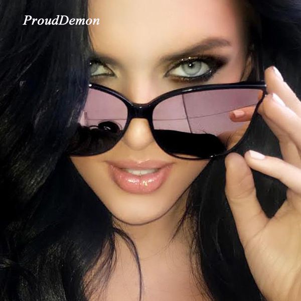 

2020 future fashion women colour luxury flat cat eye sunglasses men twin beam oversized sun glasses uv400, White;black